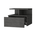 12" Gray Wood One Drawer Floating Nightstand