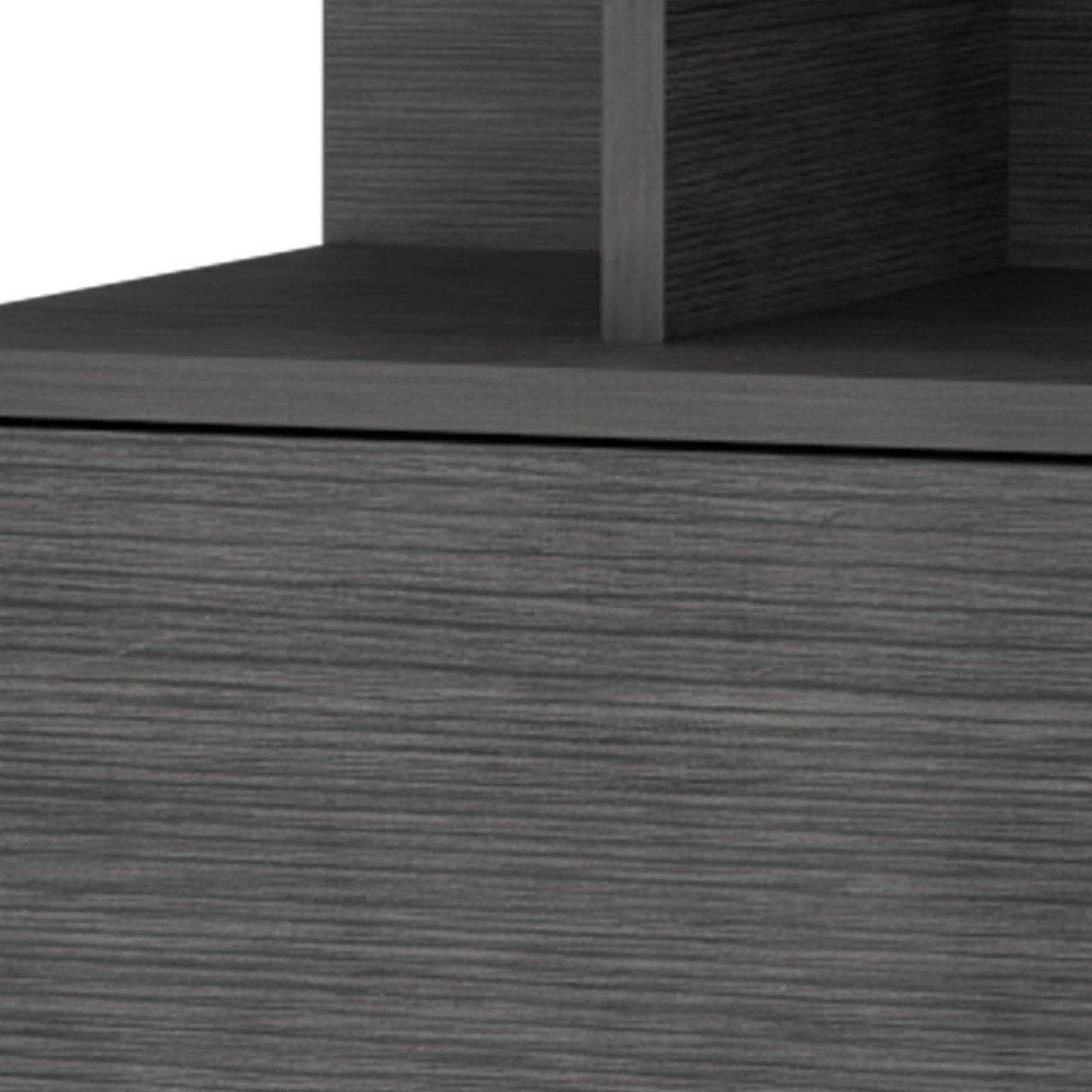 12" Gray Wood One Drawer Floating Nightstand