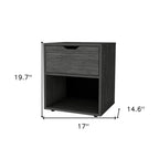 20" Gray Wood One Drawer Nightstand