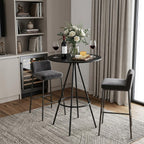 31" Black Rounded Wood and Iron Bar Table