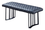 47" Dark Gray and Black Faux Leather Upholstered Dining Bench