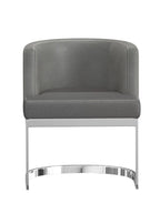 Gray And Silver Slipcovered Faux Leather And Metal Wing Back Dining Side Chair
