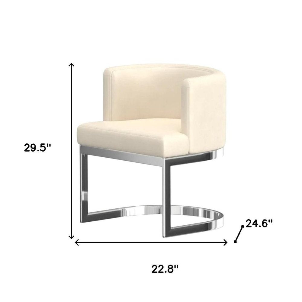 Gray And Silver Slipcovered Faux Leather And Metal Wing Back Dining Side Chair