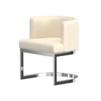 Gray And Silver Slipcovered Faux Leather And Metal Wing Back Dining Side Chair
