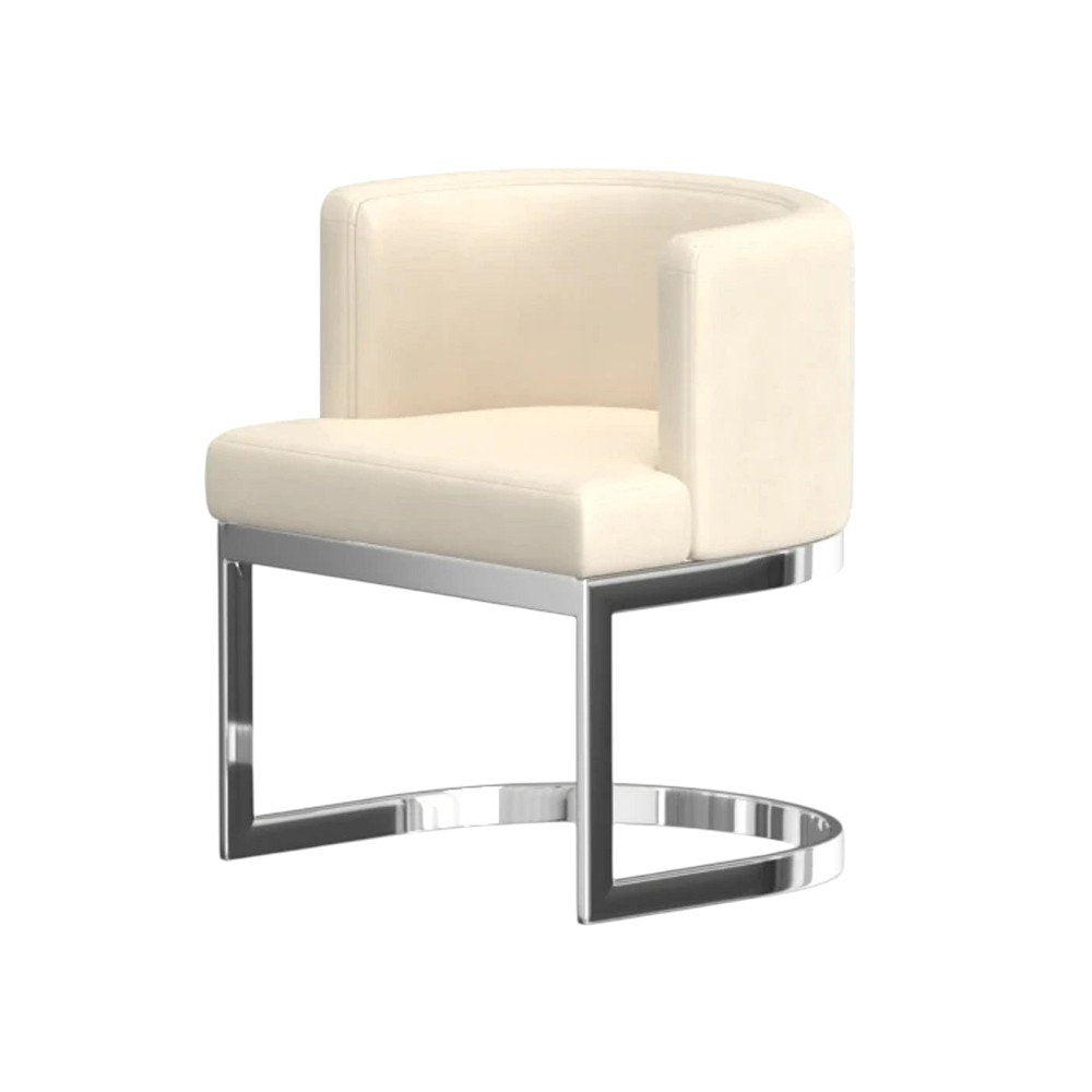 Gray And Silver Slipcovered Faux Leather And Metal Wing Back Dining Side Chair