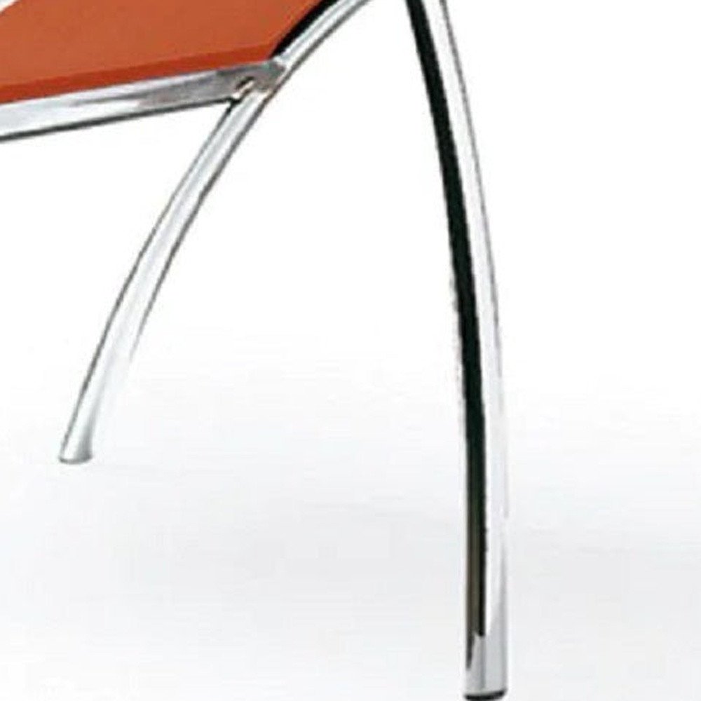 Set of Two Dark Brown And Silver Faux Leather And Metal Dining Side Chairs