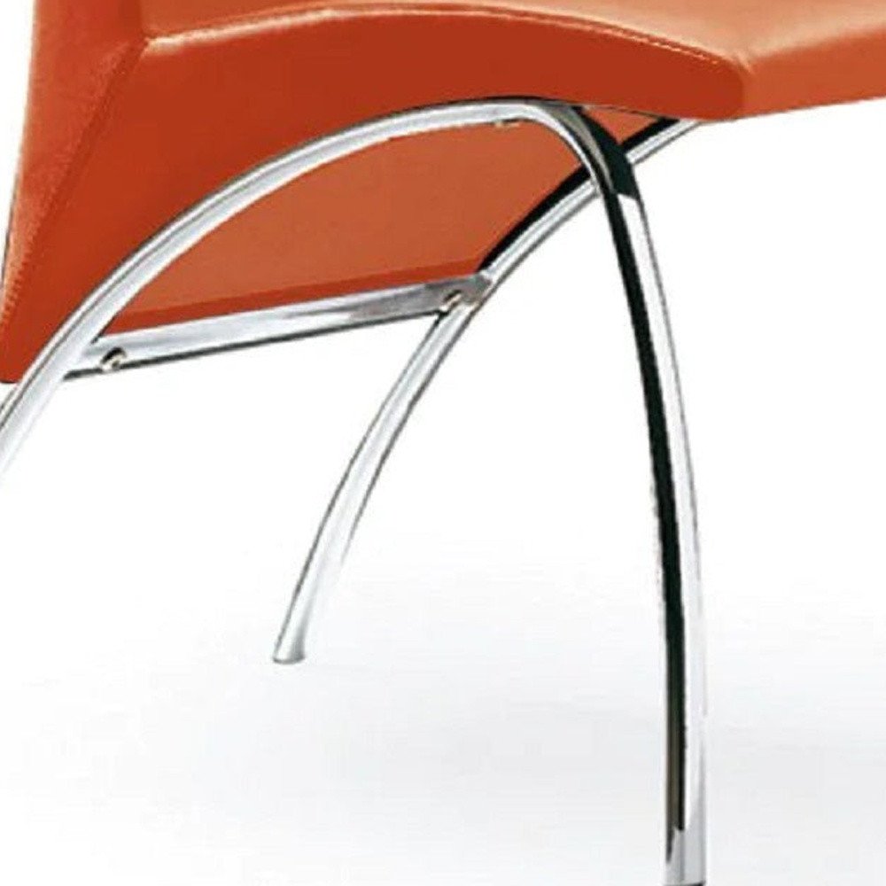 Set of Two Dark Brown And Silver Faux Leather And Metal Dining Side Chairs