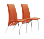 Set of Two Dark Brown And Silver Faux Leather And Metal Dining Side Chairs