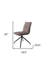 Set of Two Dark Brown And Black Fabric And Metal Swivel Dining Side Chairs
