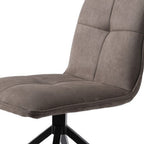 Set of Two Dark Brown And Black Fabric And Metal Swivel Dining Side Chairs