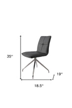 Set of Two Dark Brown And Black Fabric And Metal Swivel Dining Side Chairs