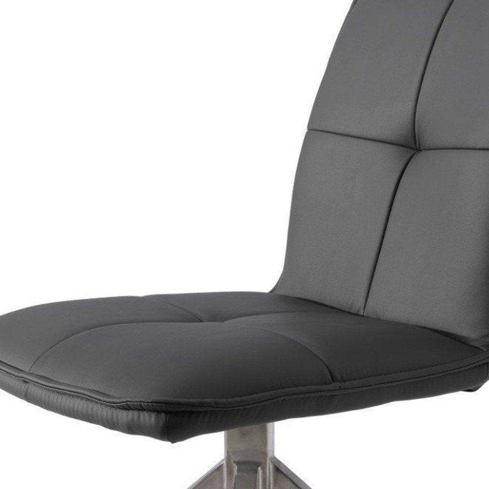Set of Two Dark Brown And Black Fabric And Metal Swivel Dining Side Chairs