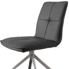 Set of Two Dark Brown And Black Fabric And Metal Swivel Dining Side Chairs
