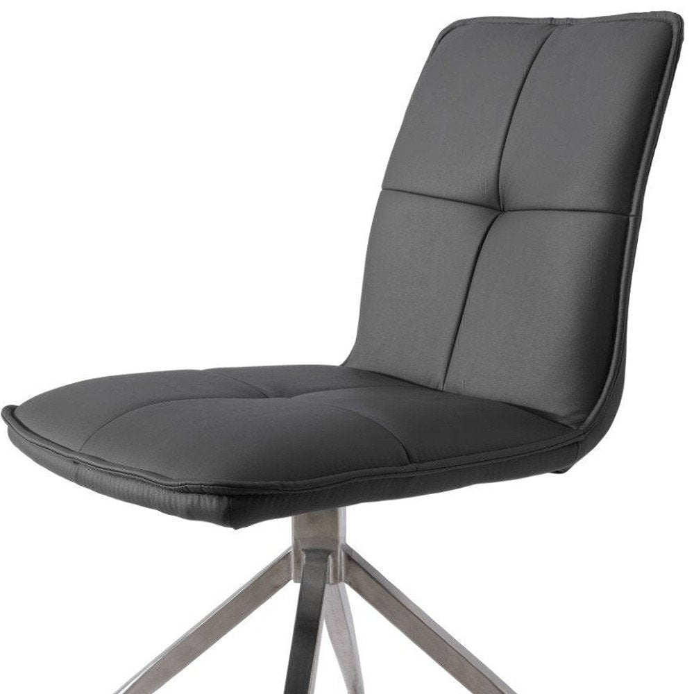 Set of Two Dark Brown And Black Fabric And Metal Swivel Dining Side Chairs