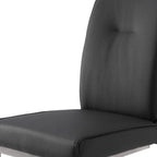 Set of Two Gray And Silver Tufted Faux Leather And Stainless Steel Dining Side Chairs