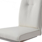 Set of Two White And Silver Tufted Faux Leather And Stainless Steel Dining Side Chairs