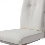 Set of Two White And Silver Tufted Faux Leather And Stainless Steel Dining Side Chairs