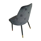 Set of Two Charcoal Black And Gold Tufted Fabric And Metal Dining Side Chairs