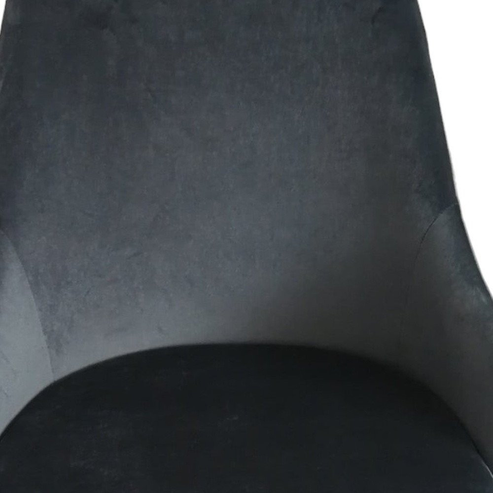 Set of Two Charcoal Black And Gold Tufted Fabric And Metal Dining Side Chairs