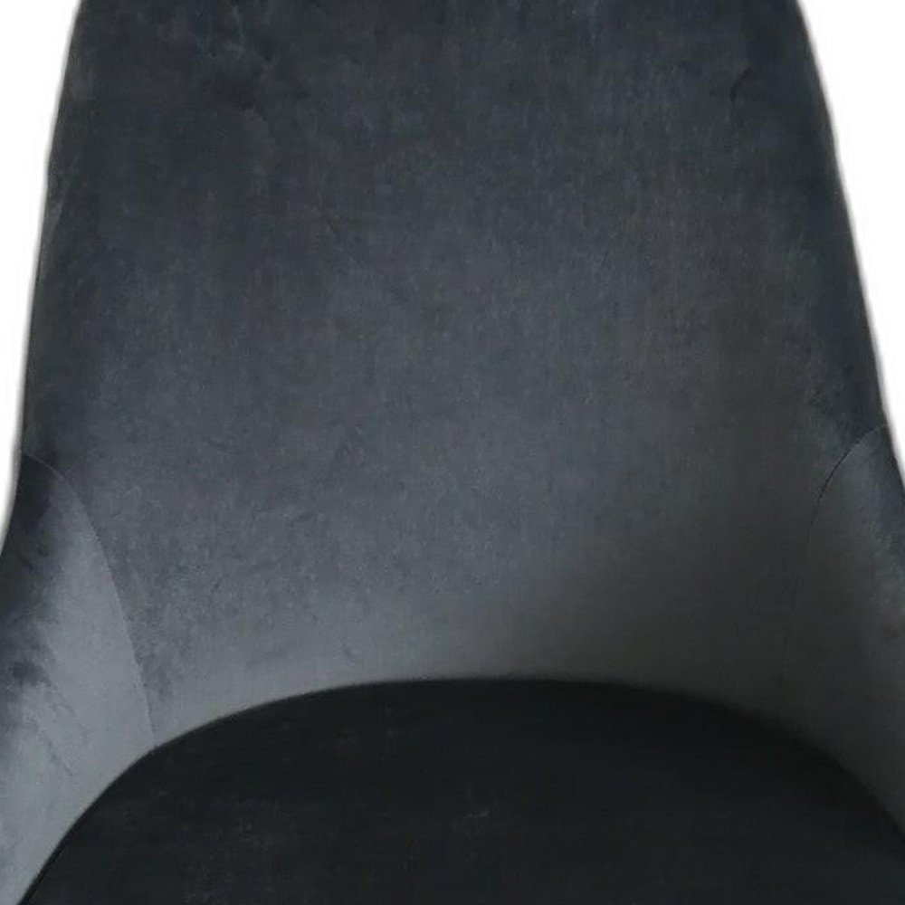 Set of Two Charcoal Black And Gold Tufted Fabric And Metal Dining Side Chairs