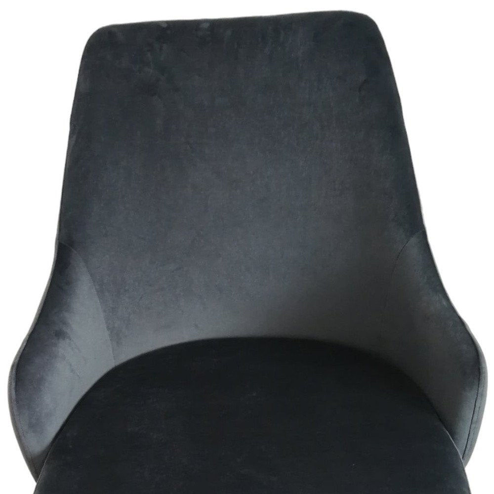Set of Two Charcoal Black And Gold Tufted Fabric And Metal Dining Side Chairs