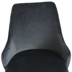 Set of Two Charcoal Black And Gold Tufted Fabric And Metal Dining Side Chairs
