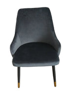 Set of Two Charcoal Black And Gold Tufted Fabric And Metal Dining Side Chairs