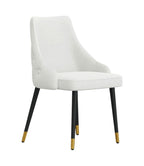Set of Two White Black And Gold Fabric And Metal Dining Side Chairs