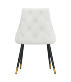 Set of Two White Black And Gold Fabric And Metal Dining Side Chairs
