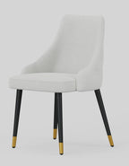 Set of Two White Black And Gold Fabric And Metal Dining Side Chairs