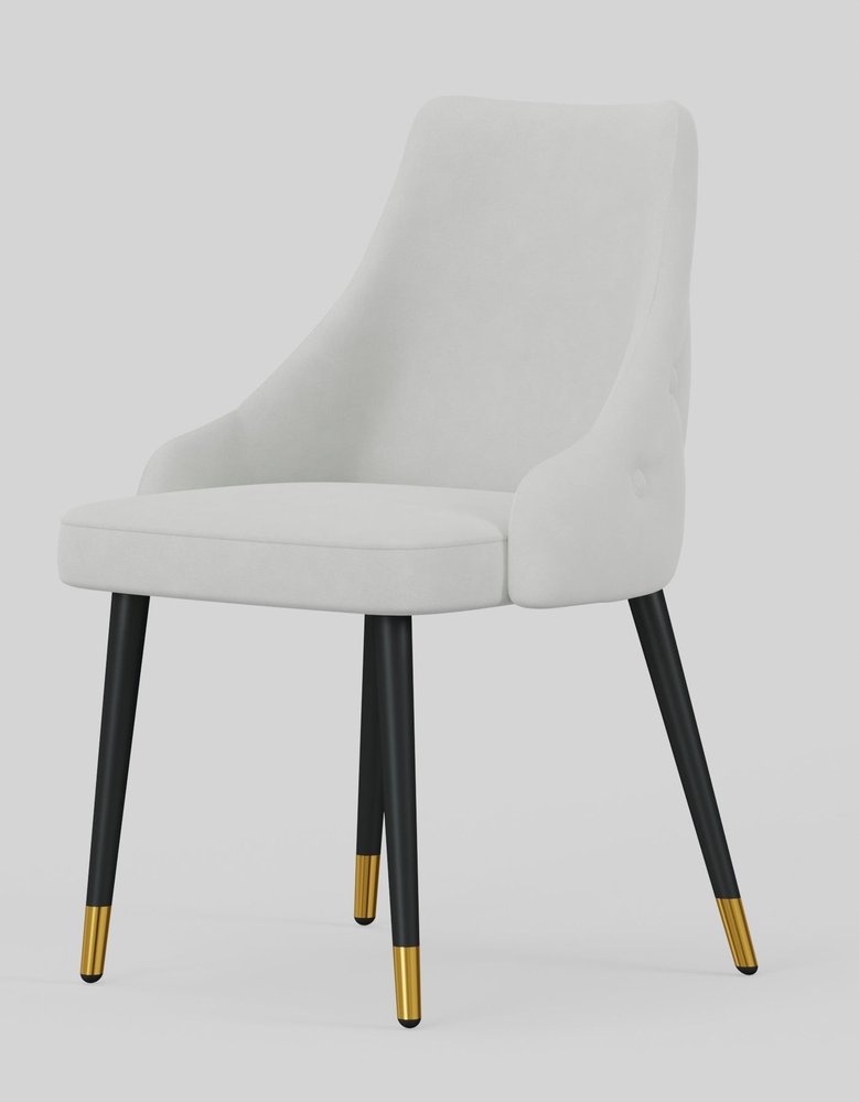 Set of Two White Black And Gold Fabric And Metal Dining Side Chairs