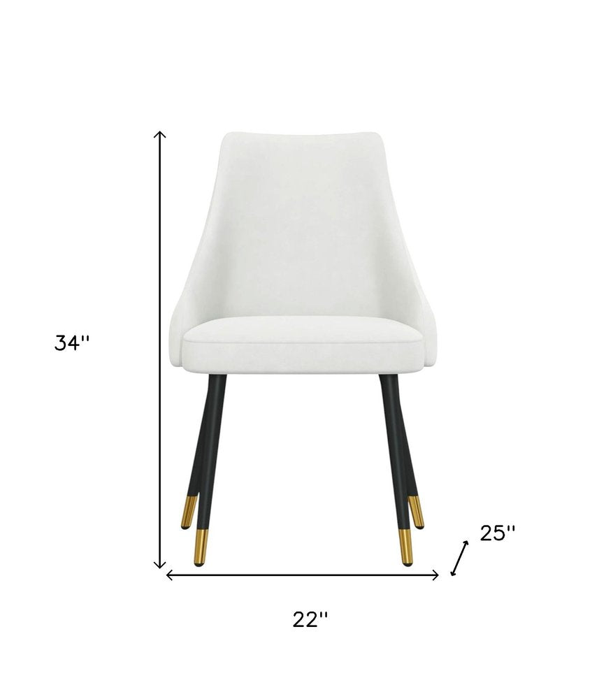 Set of Two White Black And Gold Fabric And Metal Dining Side Chairs