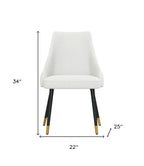 Set of Two White Black And Gold Fabric And Metal Dining Side Chairs