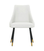 Set of Two White Black And Gold Fabric And Metal Dining Side Chairs