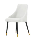 Set of Two White Black And Gold Fabric And Metal Dining Side Chairs