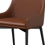 Set of Two Chestnut And Black Faux Leather And Metal Dining Side Chairs