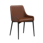 Set of Two Chestnut And Black Faux Leather And Metal Dining Side Chairs
