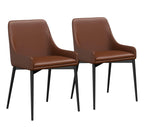 Set of Two Chestnut And Black Faux Leather And Metal Dining Side Chairs