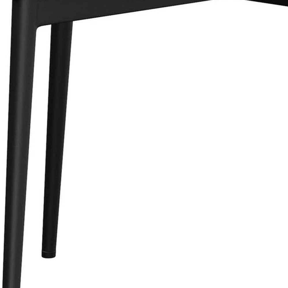 Set of Two Chestnut And Black Faux Leather And Metal Dining Side Chairs
