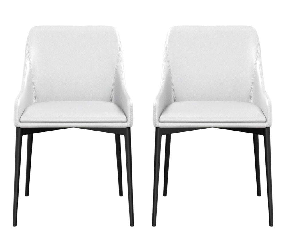 Set of Two Chestnut And Black Faux Leather And Metal Dining Side Chairs