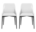 Set of Two Chestnut And Black Faux Leather And Metal Dining Side Chairs