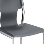 Set of Four Dark Brown And Silver Leather And Metal Partially Open Back Dining Side Chairs