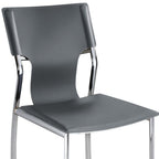 Set of Four Dark Brown And Silver Leather And Metal Partially Open Back Dining Side Chairs