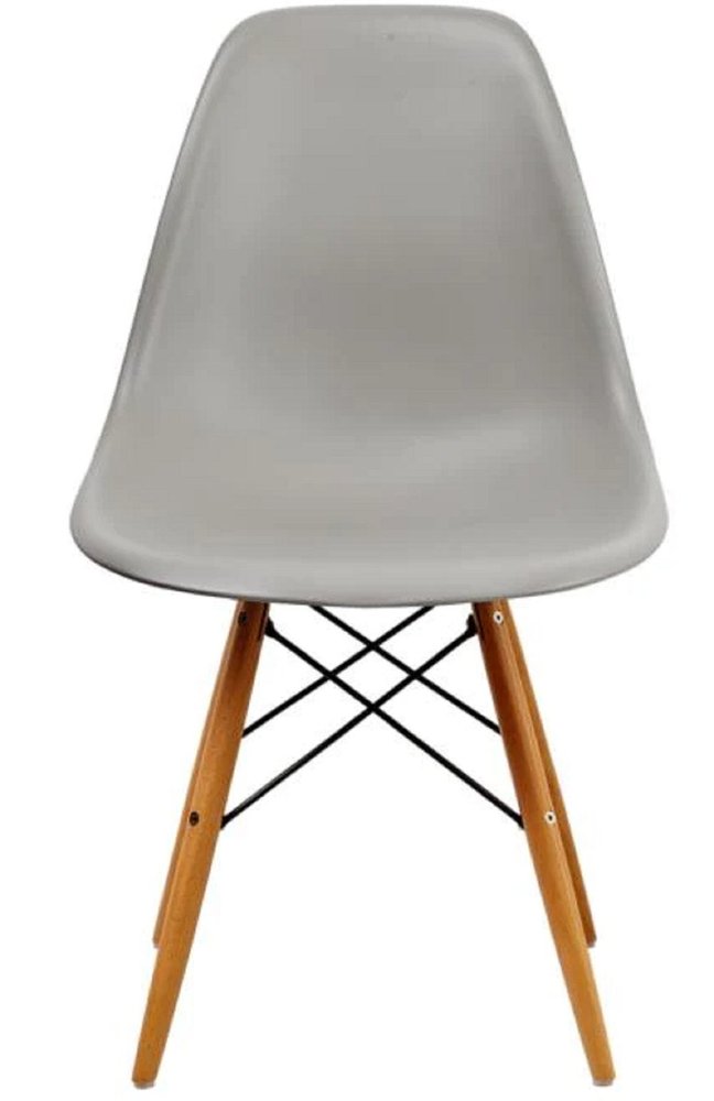 Set of Two Gray And Brown Heavy Duty Plastic Dining Side Chairs