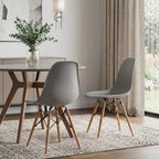 Set of Two Gray And Brown Heavy Duty Plastic Dining Side Chairs