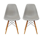 Set of Two Gray And Brown Heavy Duty Plastic Dining Side Chairs