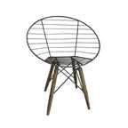 Set of Two Gray And Brown Metal Open Back Dining Side Chairs