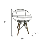 Set of Two Gray And Brown Metal Open Back Dining Side Chairs