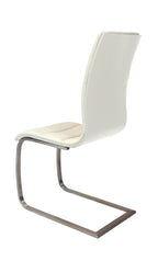 Set of Two White And Silver Faux Leather And Metal Dining Side Chairs