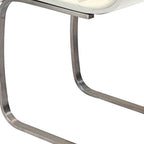 Set of Two White And Silver Faux Leather And Metal Dining Side Chairs